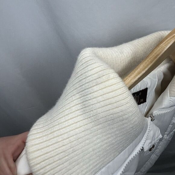 VEEKO Women's Medium 36 Goose Down Puffer Coat Jacket White Collared Pockets - Picture 10 of 16